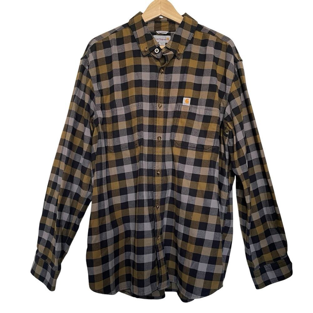 Carhartt Rugged Flex Relaxed Fit Plaid Flannel Shirt‎ Western Size XL